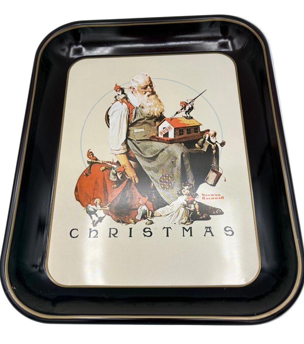 Vintage 1975 Norman Rockwell First Limited Edition Christmas Metal Tray